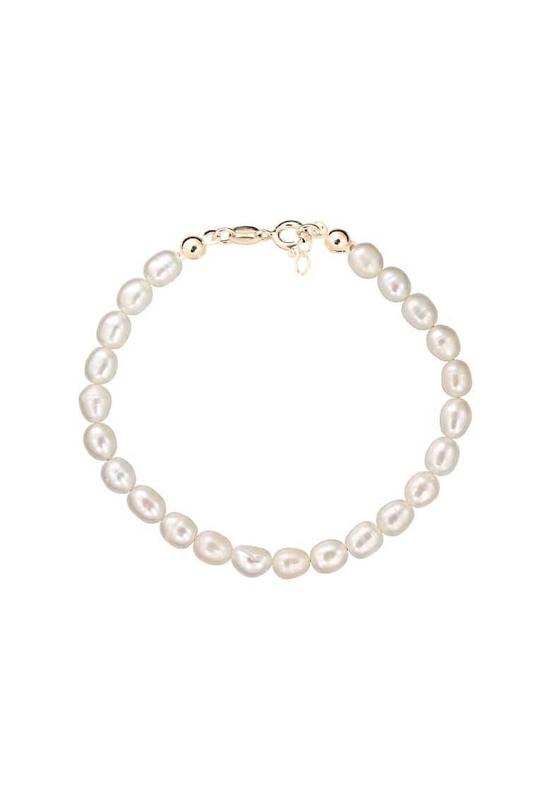 Bratara Aur 585 - 14K cu perle de cultura albe 6 - 5mm - inchizatoare clasica - 16-17 CM