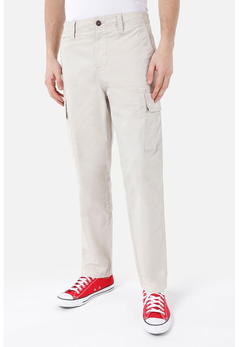 Pantaloni cargo cu talie medie - Gri deschis