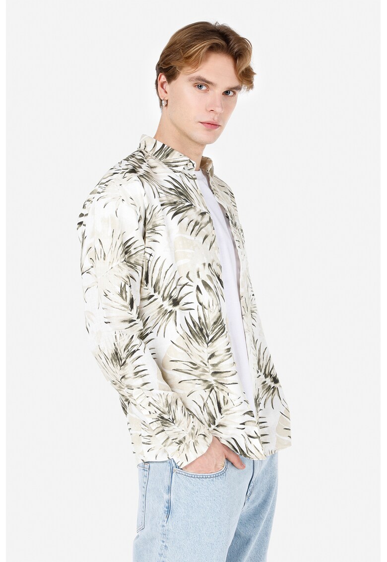 Camasa din amestec de in cu imprimeu tropical