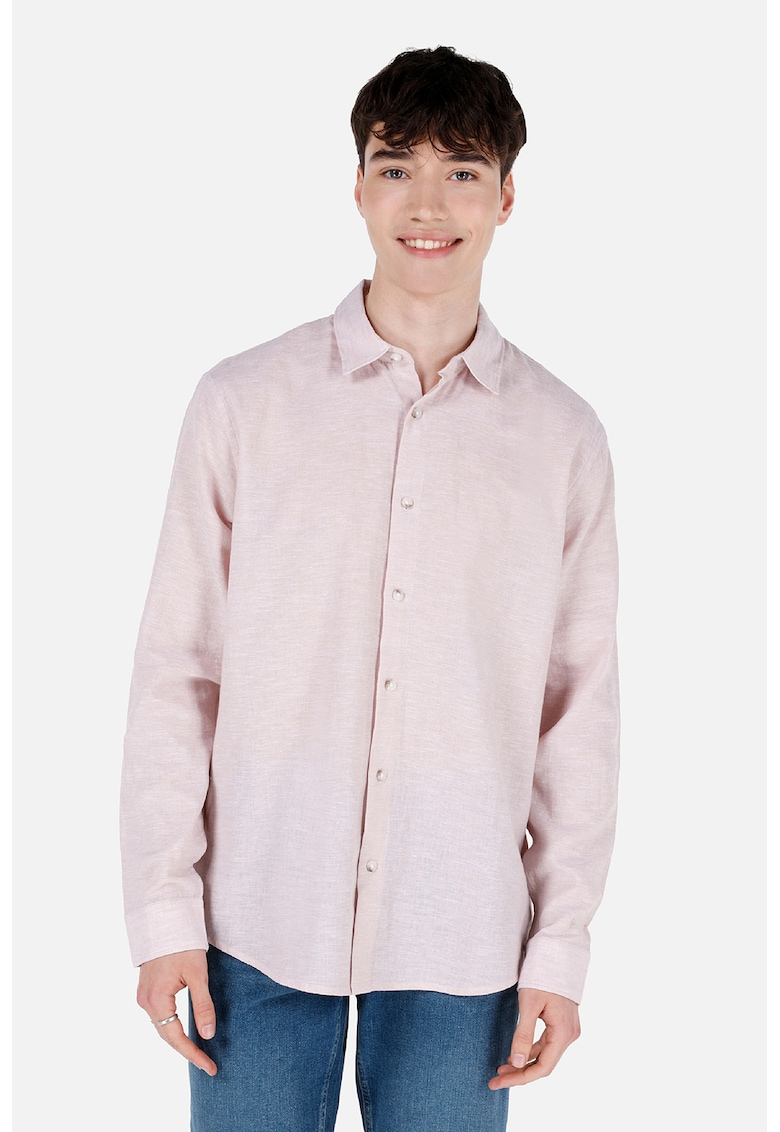 Camasa din bumbac si in cu guler ascutit