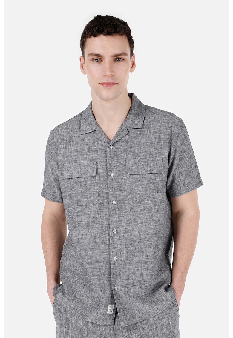Camasa de in si bumbac cu maneci scurte