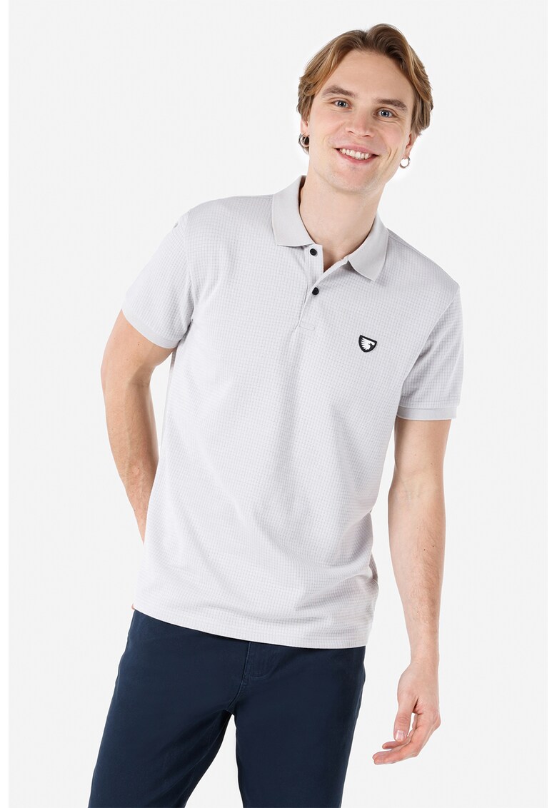 Tricou polo texturat - Gri deschis