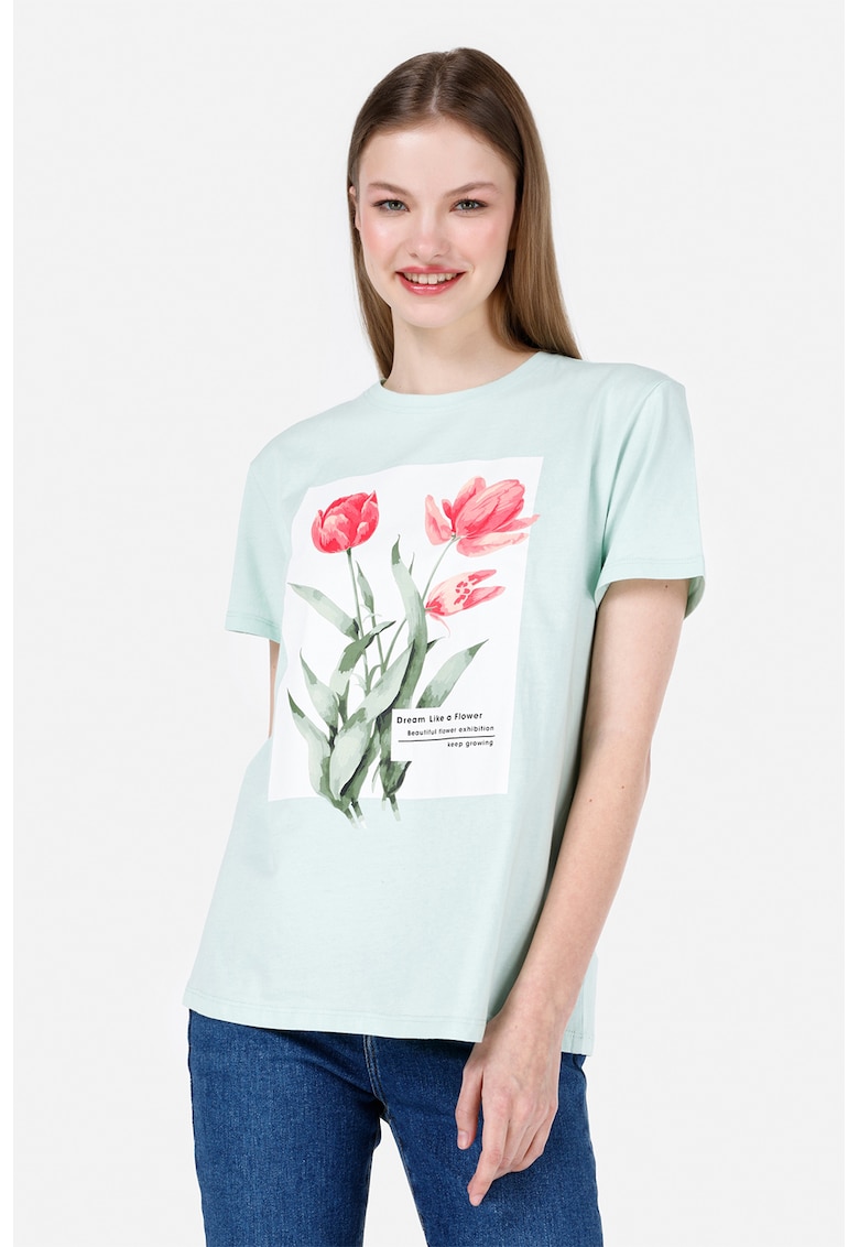 Tricou din bumbac cu imprimeu floral