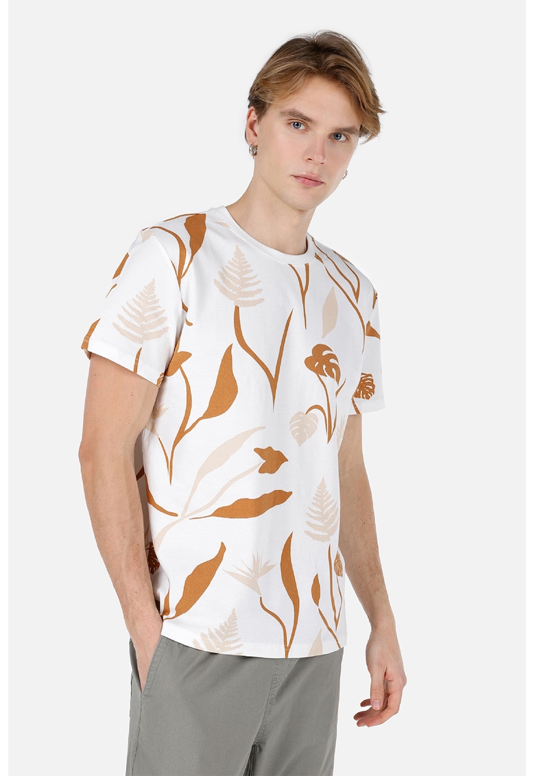 Tricou din bumbac cu imprimeu floral Tricou din bumbac cu imprimeu floral