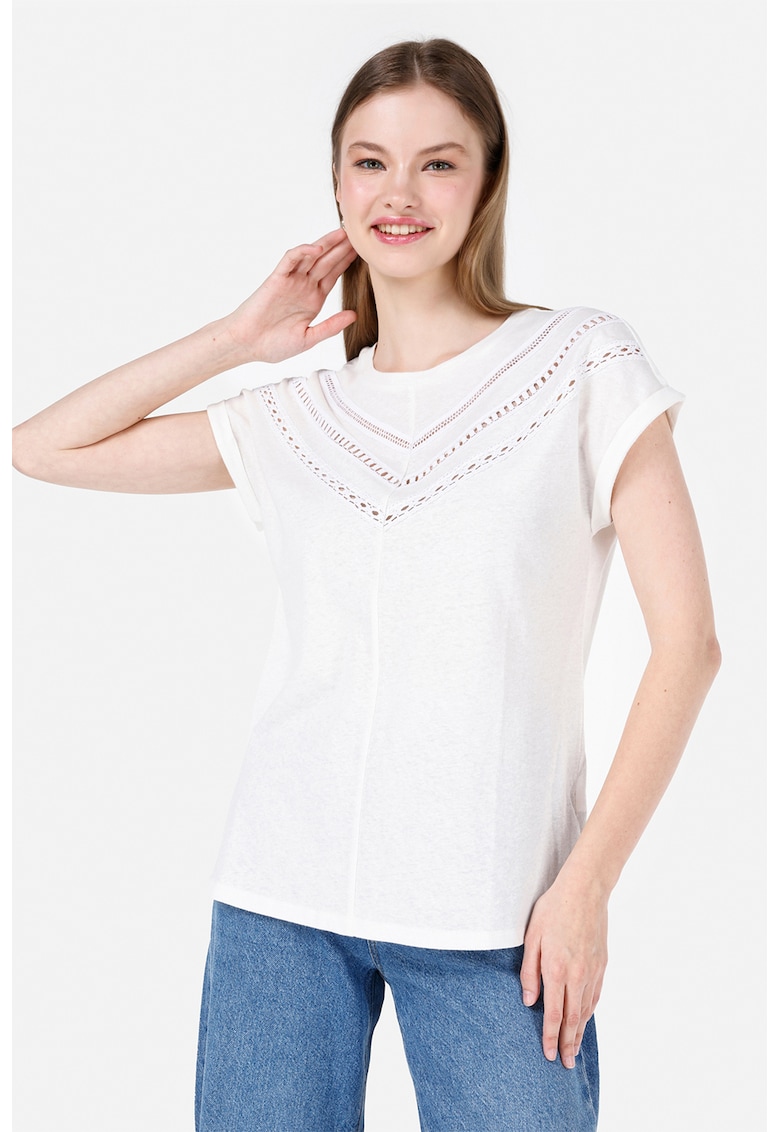 Tricou din bumbac si in cu detalii cu perforatii