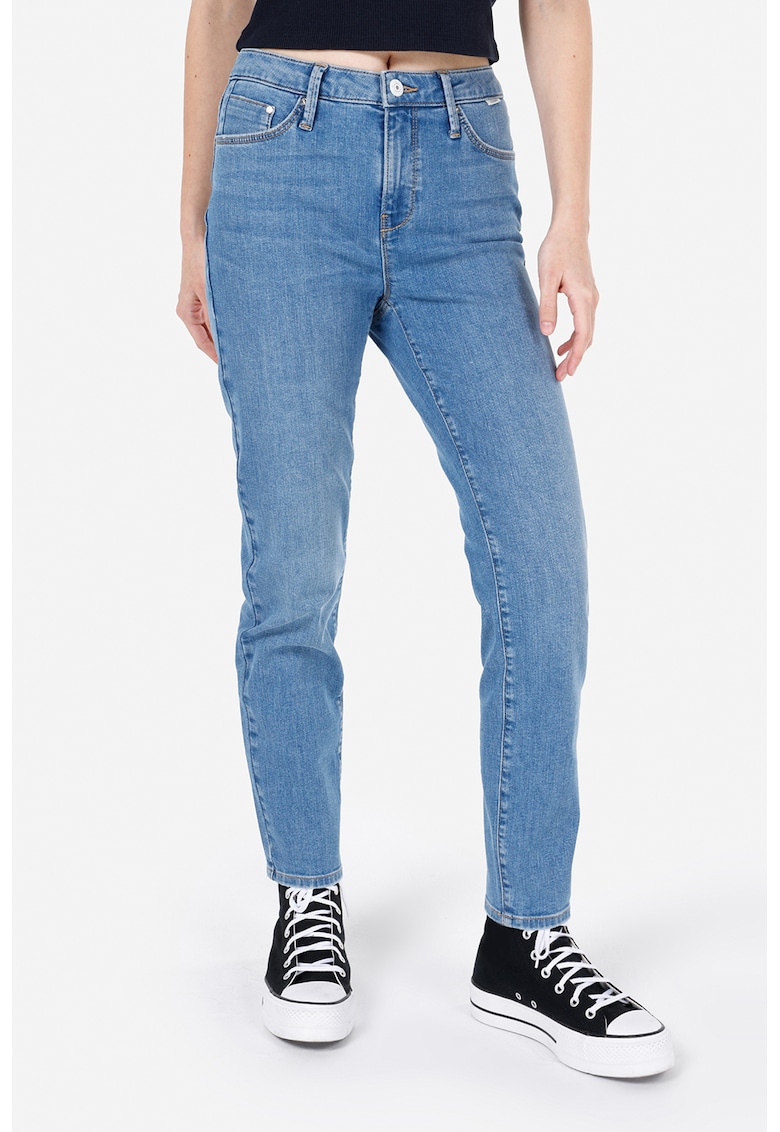 Blugi slim fit cu talie inalta