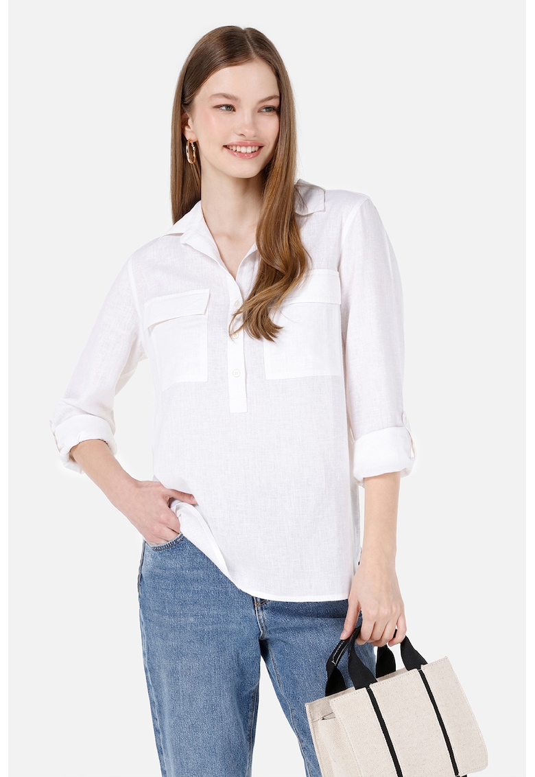 Camasa de in si lyocell cu buzunare pe piept