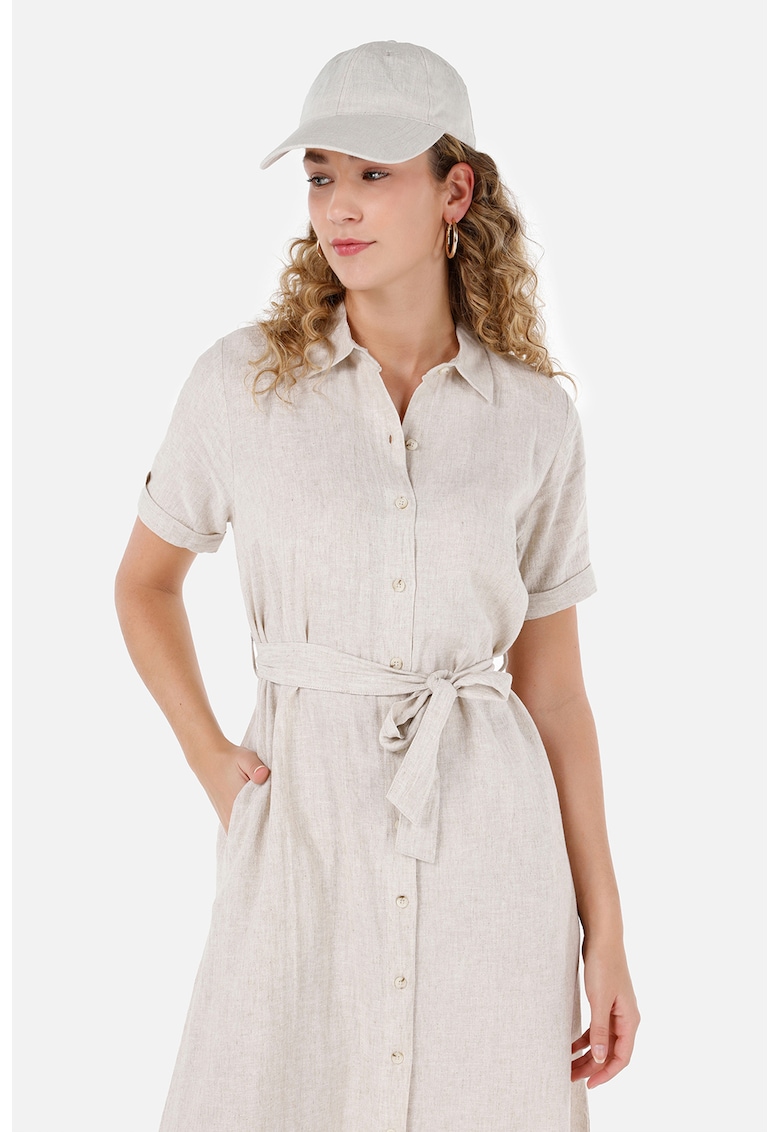 Rochie-camasa din amestec de in cu cordon