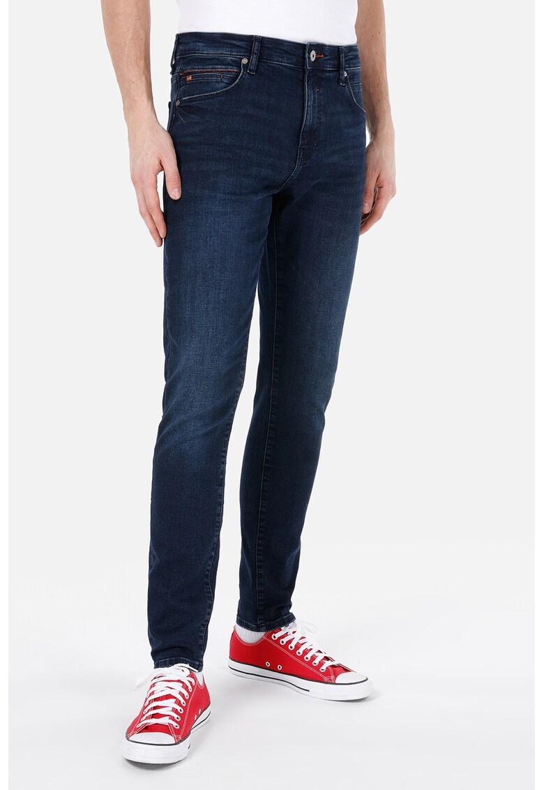 Blugi skinny cu aspect decolorat - Bleumarin