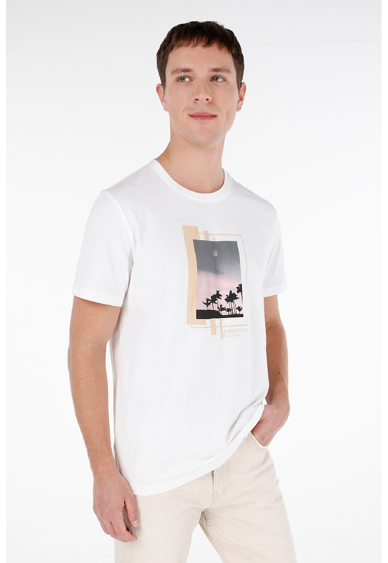 Tricou din bumbac cu imprimeu tropical