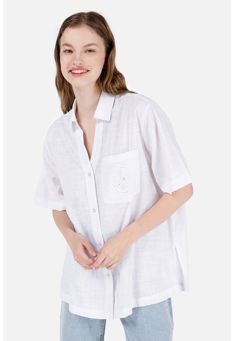 Camasa din amestec de bumbac cu maneci cazute
