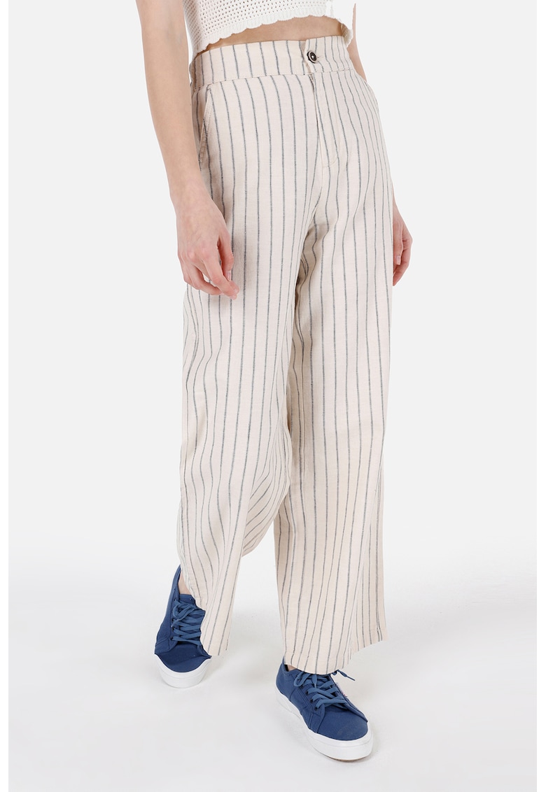 Pantaloni lungi din amestec de in cu model in dungi