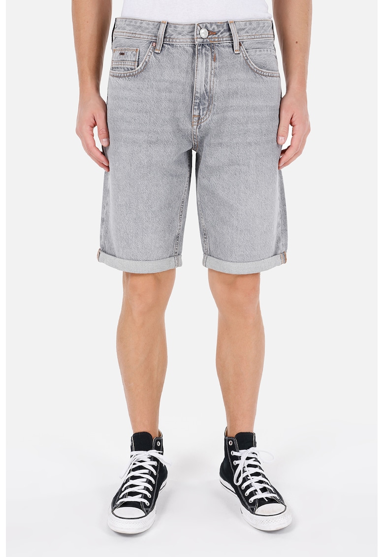 Bermude regular fi din denim David - Gri deschis