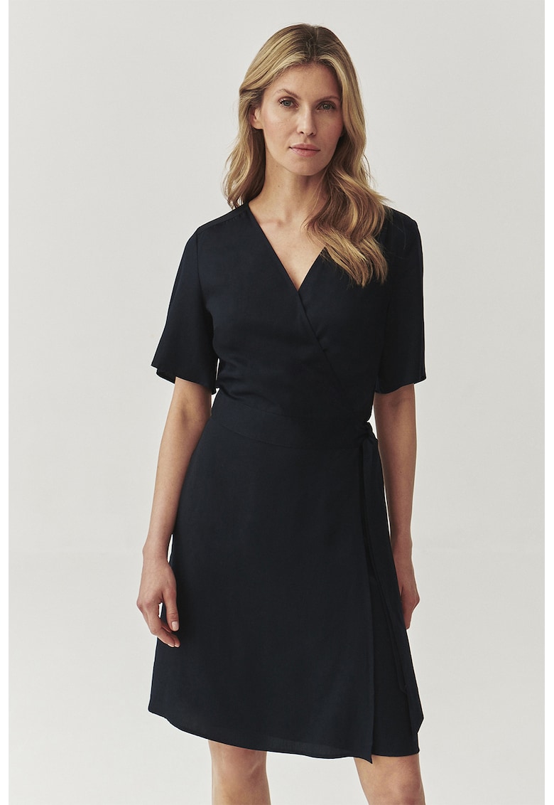 Rochie pretrecuta din lyocell cu maneci evazate