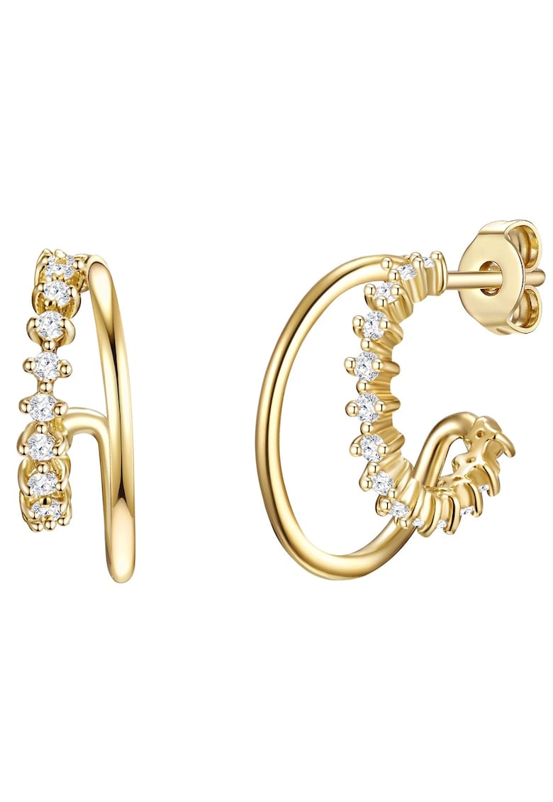 Cercei in forma de semiluna placati cu aur de 14K - cu zirconia