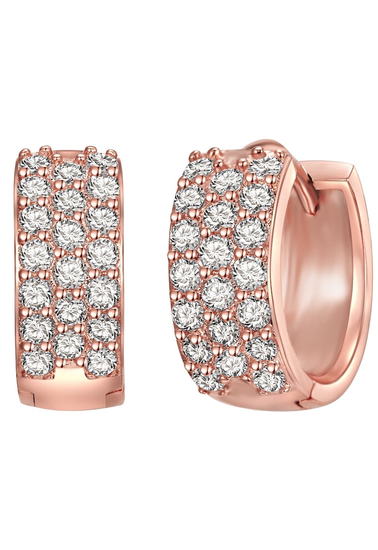 Cercei rotunzi placati cu aur de 14K - cu zirconia