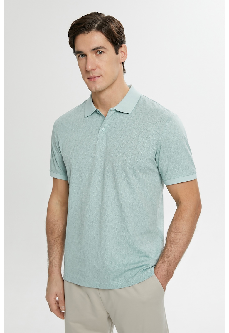 Tricou polo texturat de bumbac