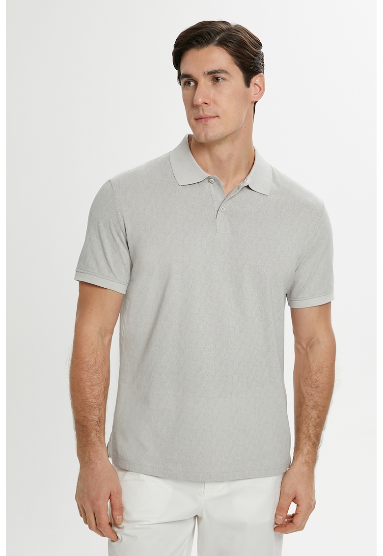 Tricou polo texturat de bumbac