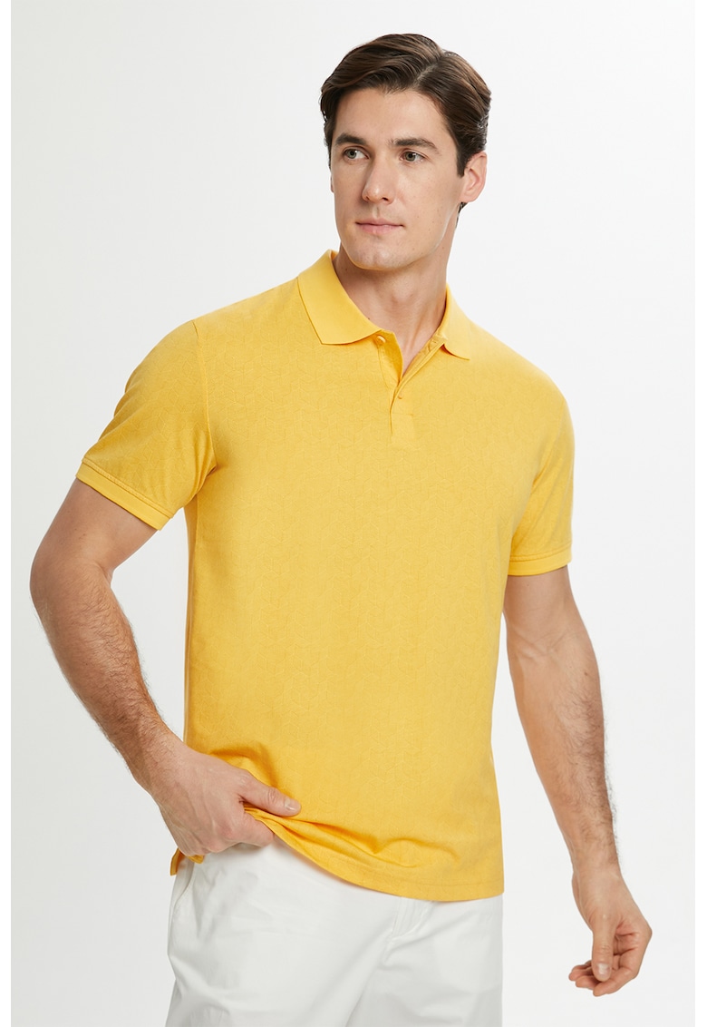 Tricou polo texturat de bumbac