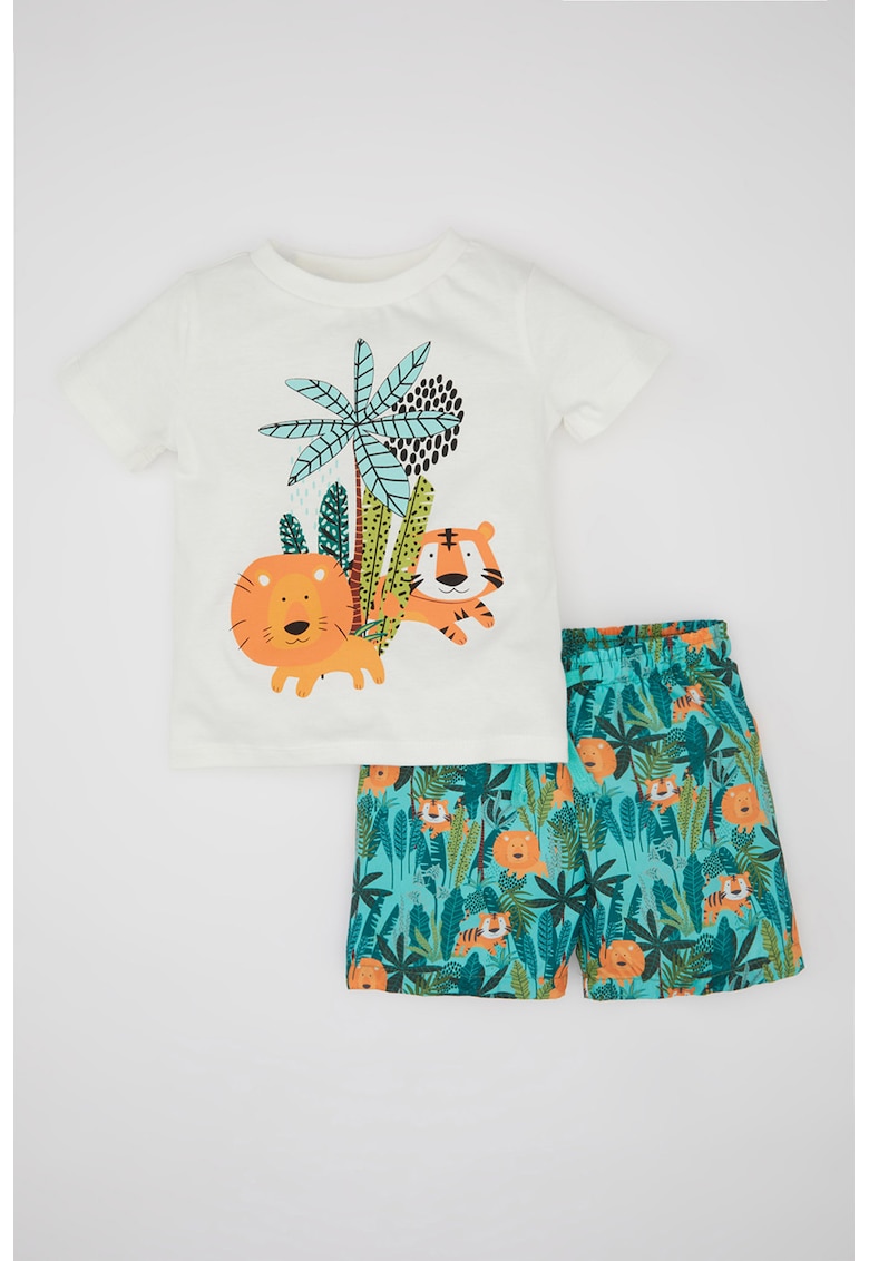 Set de pantaloni scurti si tricou cu imprimeu