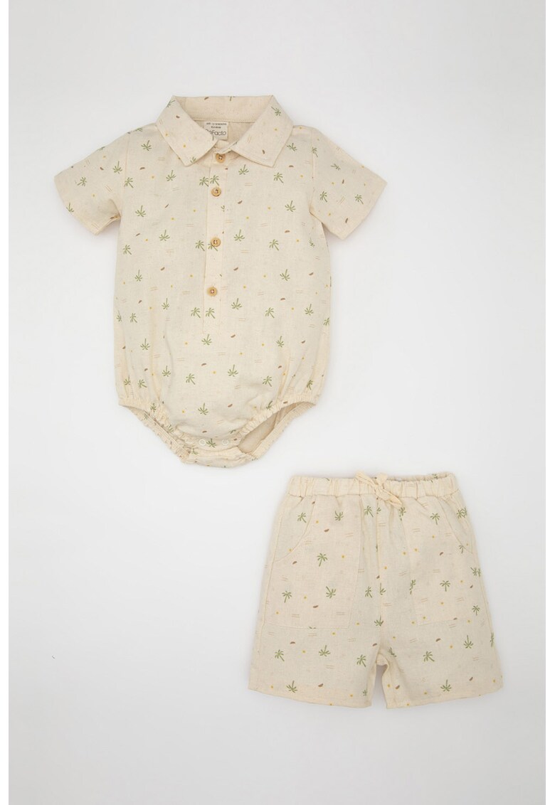 Set de pantaloni scurti si body de bumbac cu model