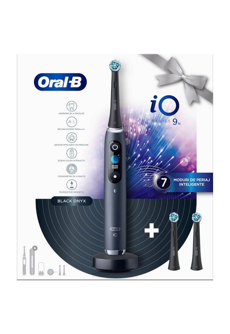 Periuta de dinti electrica iO9 Tehnologie Magnetica - Micro-Vibratii - Inteligenta artificiala - Display led - Senzor de presiune Smart - Timer - 7 moduri - 1 capat - Albastru inchis
