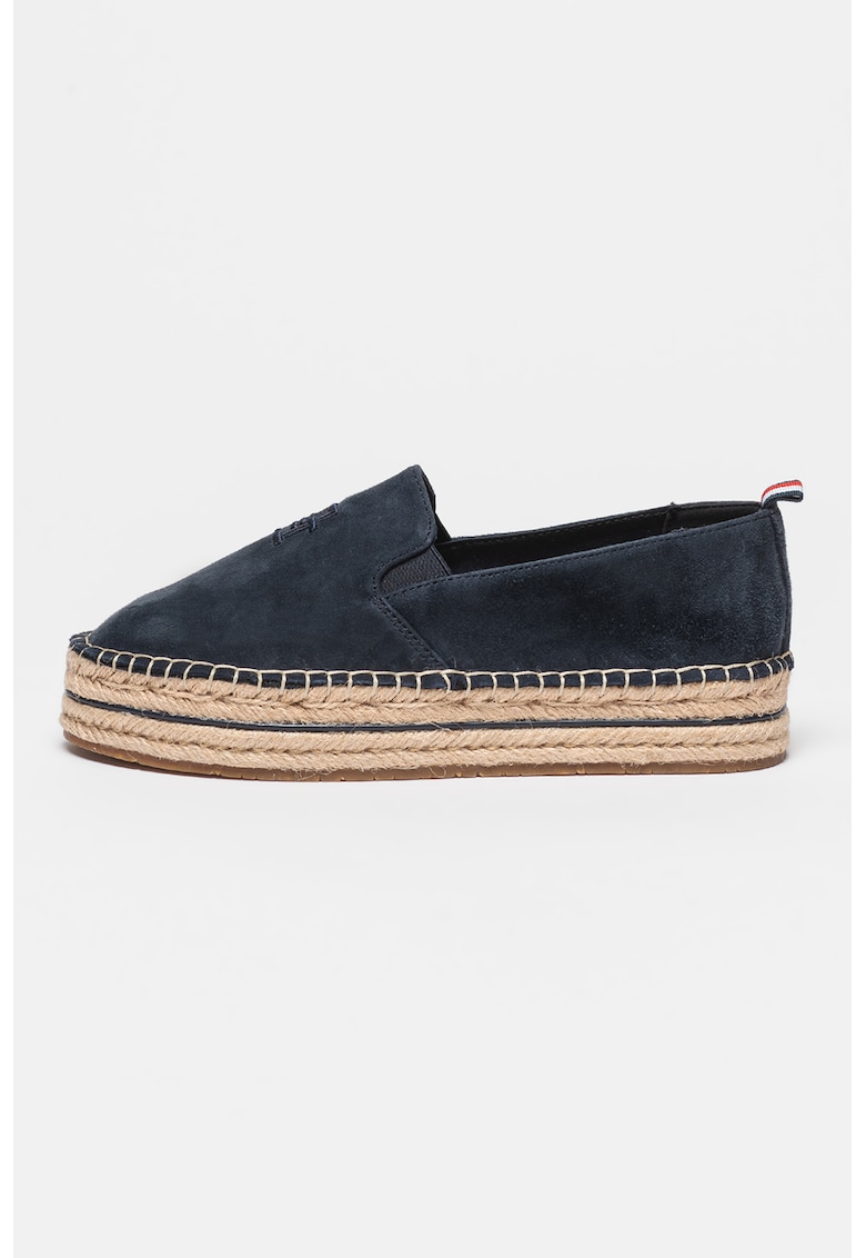 Espadrile din piele intoarsa cu broderie logo