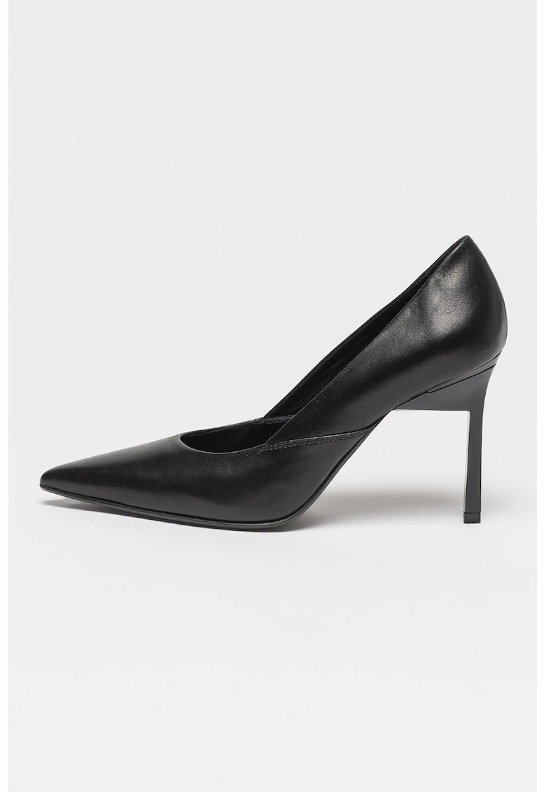 Pantofi de piele cu varf ascutit - Negru