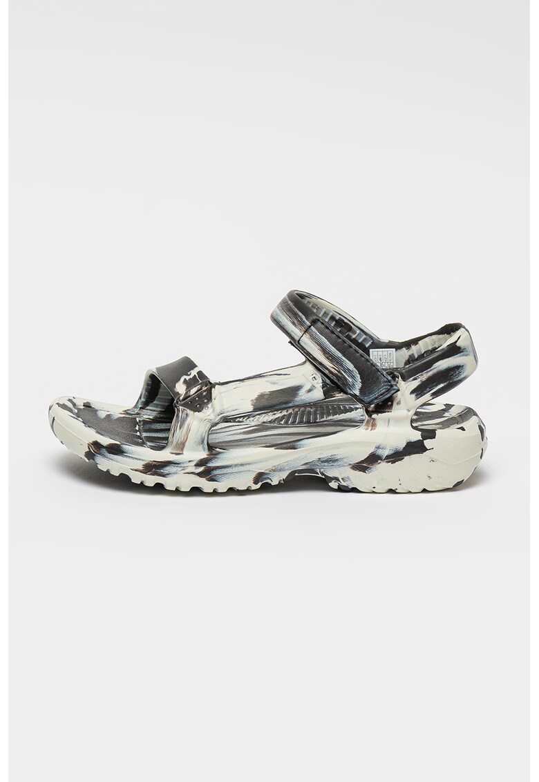 Sandale de piele ecologica cu velcro Hurricane - Alb fildes/Negru