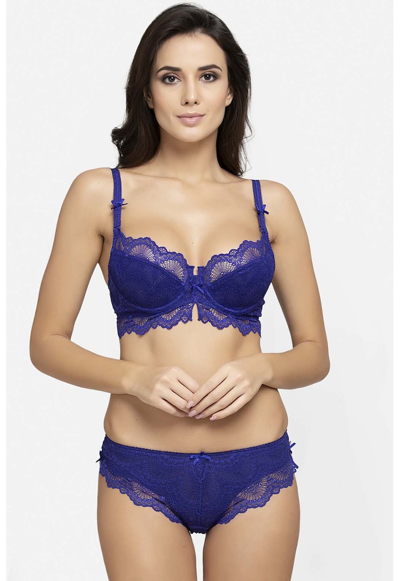 Sutien cu strat exterior de dantela - Albastru indigo