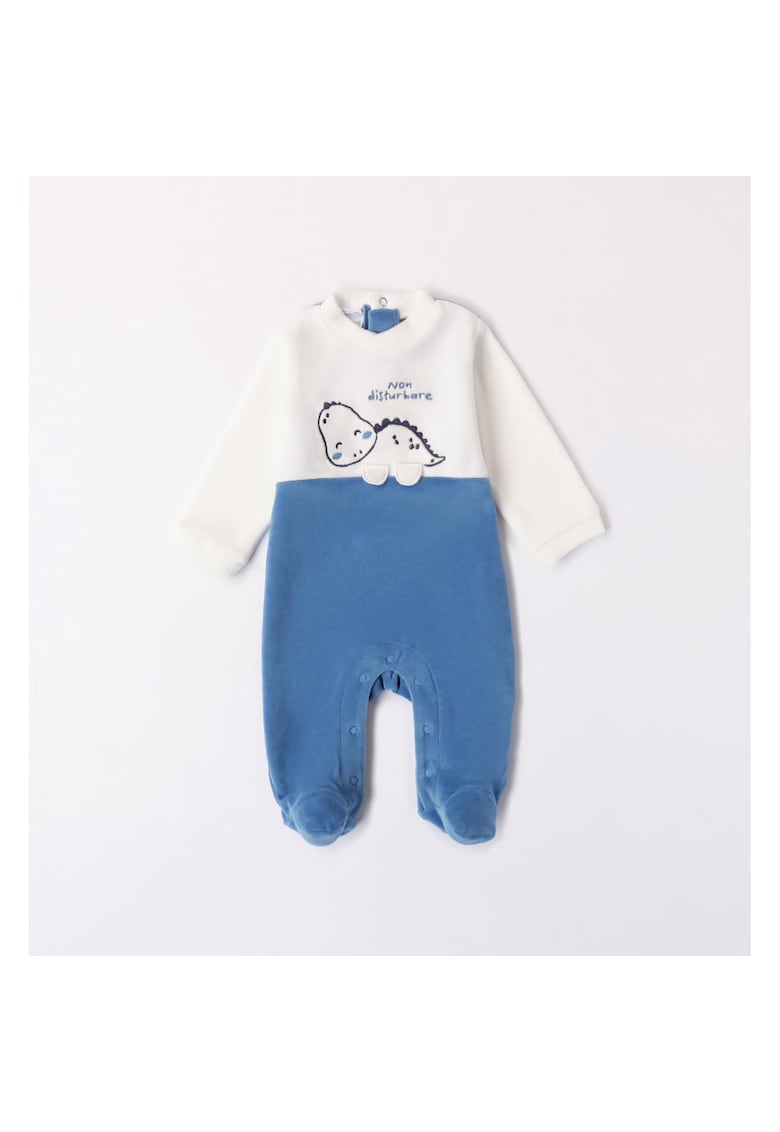 Salopeta plusata cu imprimeu pentru bebe baiat - 4.7179 - Albastru/Alb - Alb/Albastru