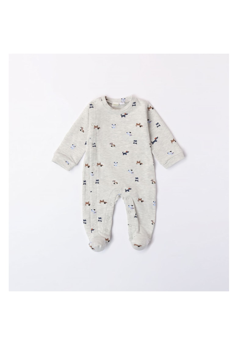Salopeta lunga cu imprimeu pentru bebe baiat - 4.7182 - Gri - Gri/Albastru