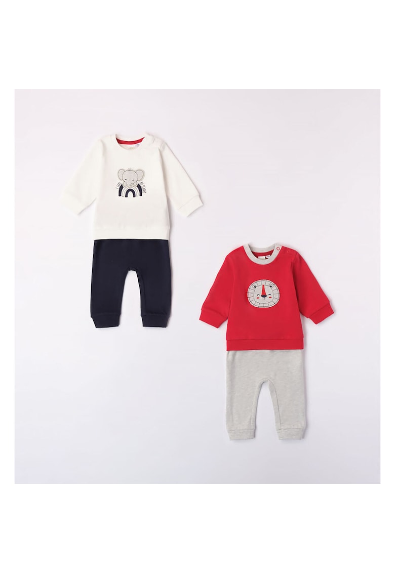 Compleu 4 piese pentru bebe baiat - 4.7155 - Rosu/Alb/Gri/Bleumarin