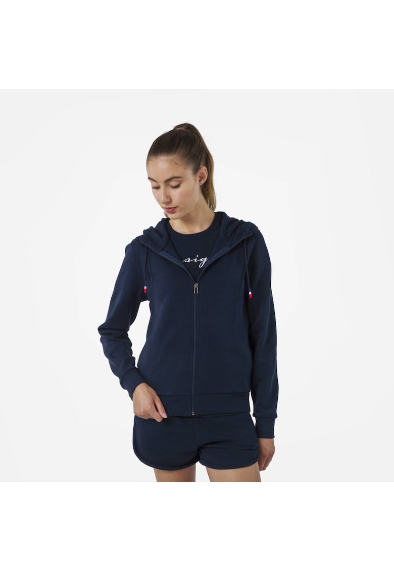 Bluza sport dama Logo sweat cu fermoar - albastru inchis