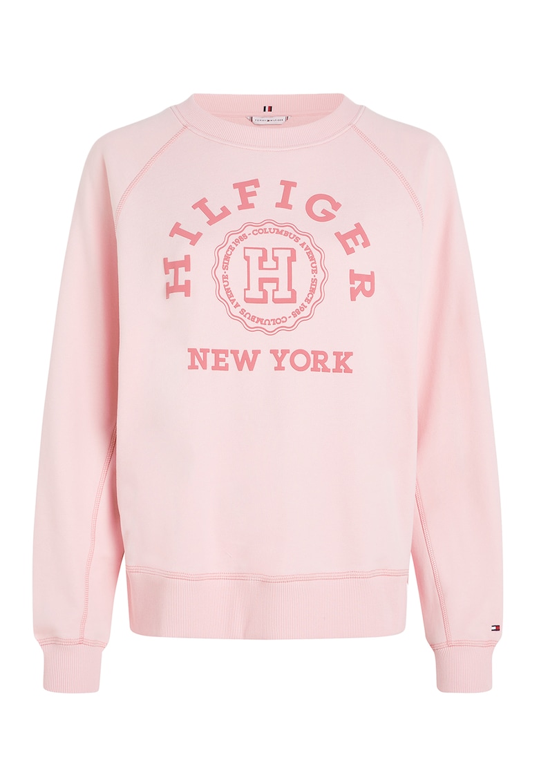 Bluza de trening din bumbac organic cu imprimeu logo - Roz pastel