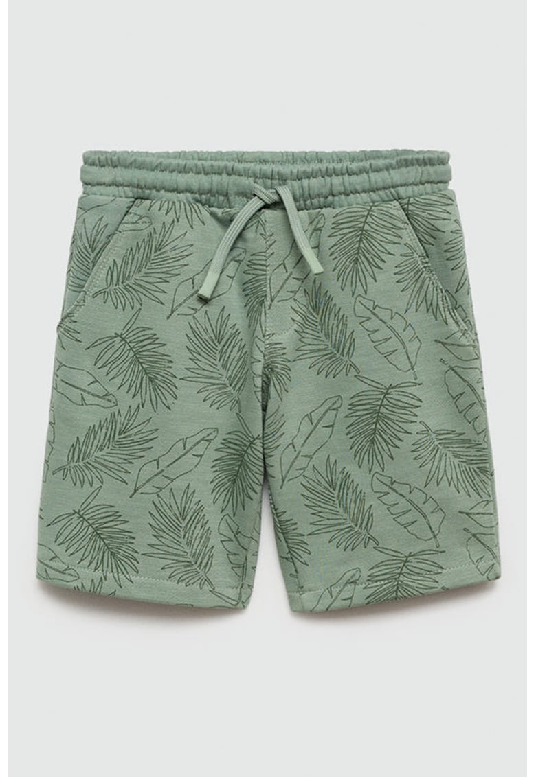 Pantaloni scurti cu imprimeu tropical si snur