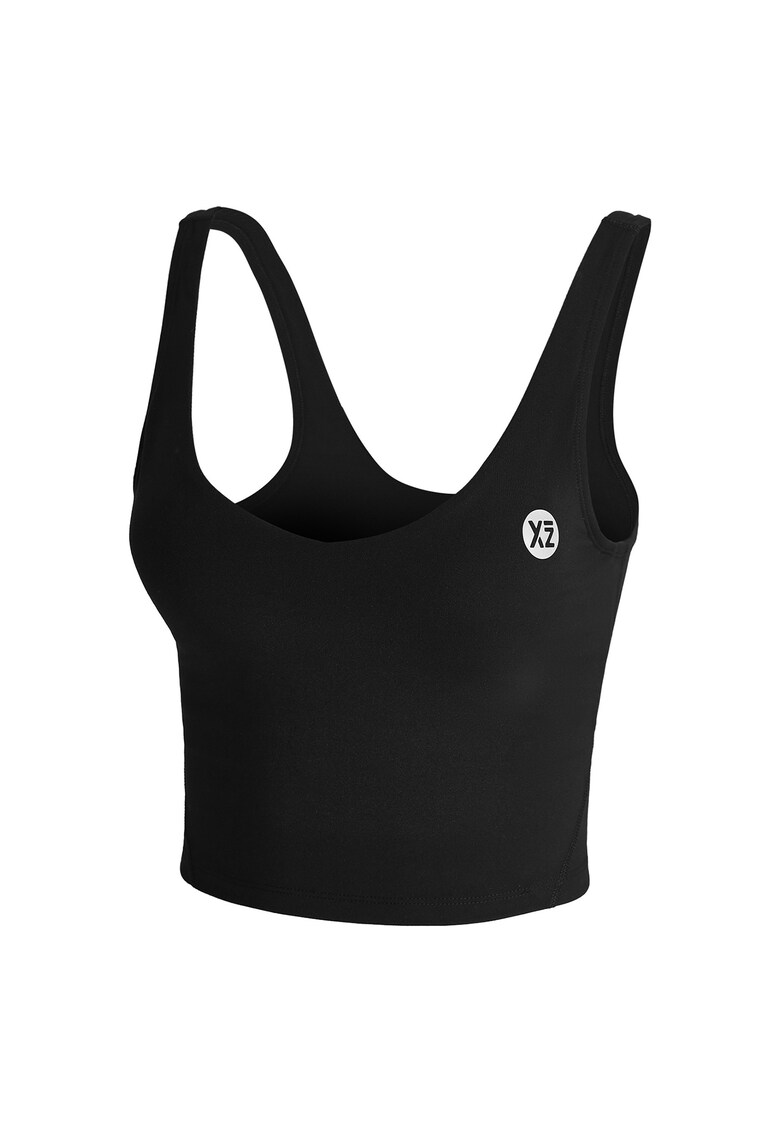 Top crop cu burete detasabil - Negru