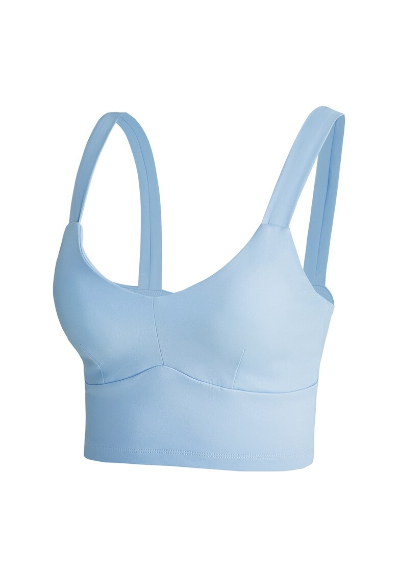 Top crop cu decolteu in V - Albastru