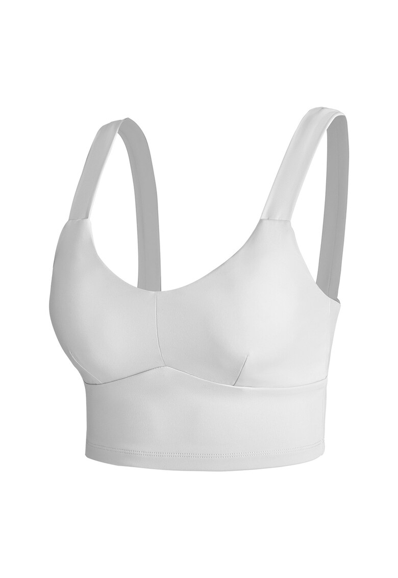 Top crop cu decolteu in V - Alb