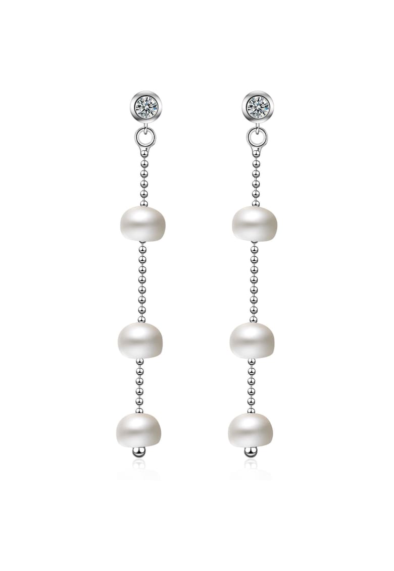 Cercei din argint decorati cu zirconia si perle Minako