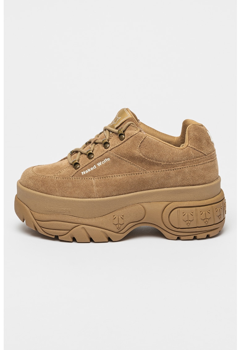 Pantofi sport flatform de piele intoarsa Sporty