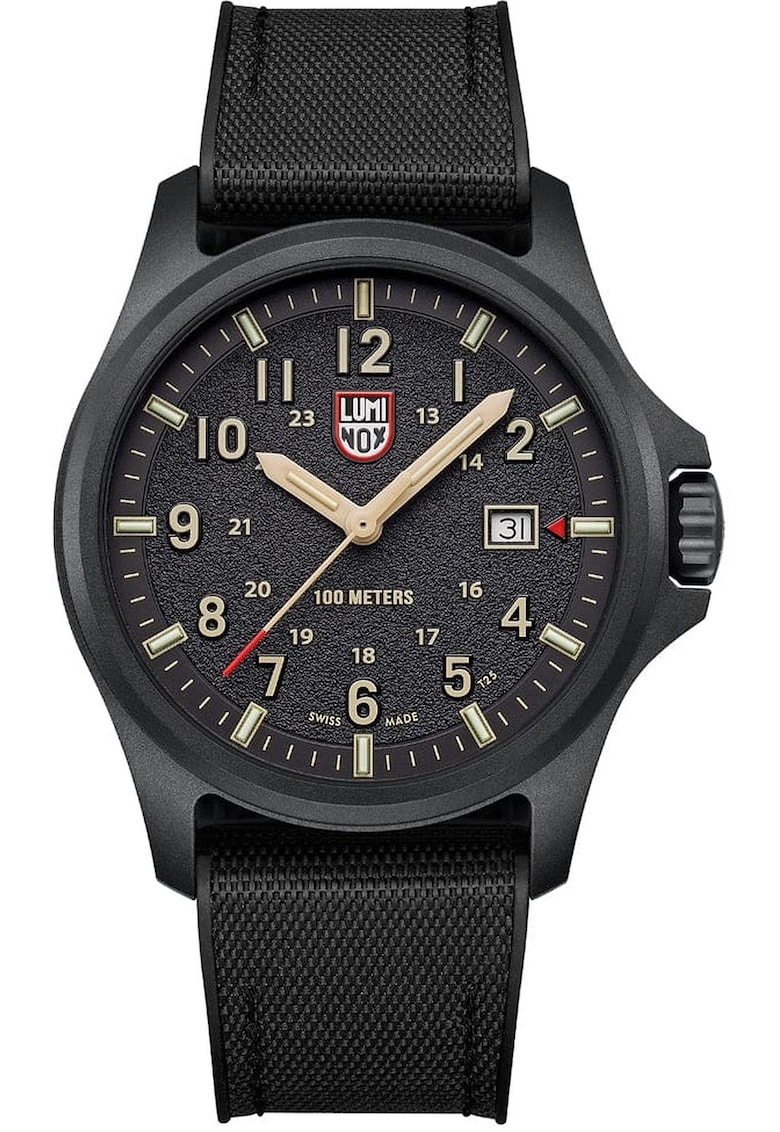 Ceas barbatesc Carbon/Cauciuc - Mecanism quartz Ronda 515 - Rezistent la apa 10 atm - Negru