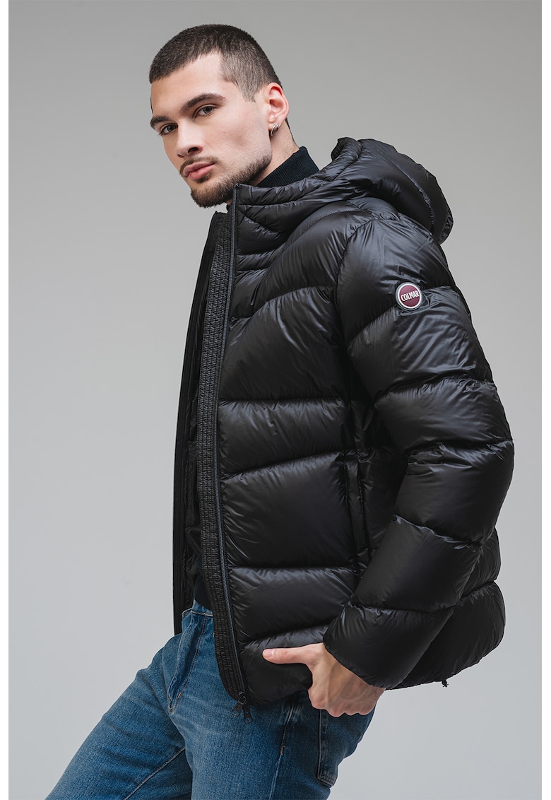 Geaca matlasata cu umplutura cu puf si gluga - Negru