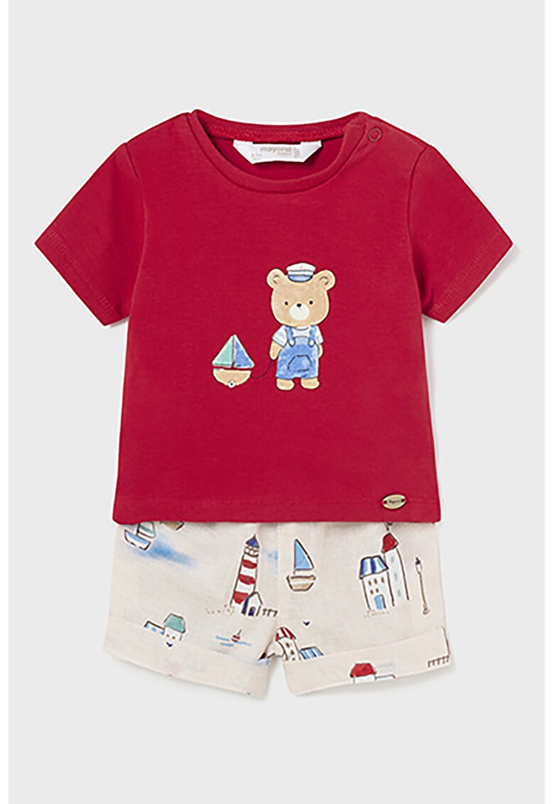 Set de tricou cu imprimeu si pantaloni scurti