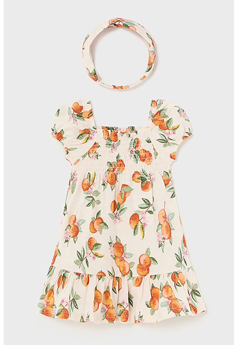 Set de rochie cu imprimeu si bentita