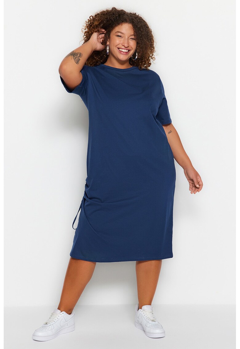 Rochie dreapta de bumbac cu design plisat