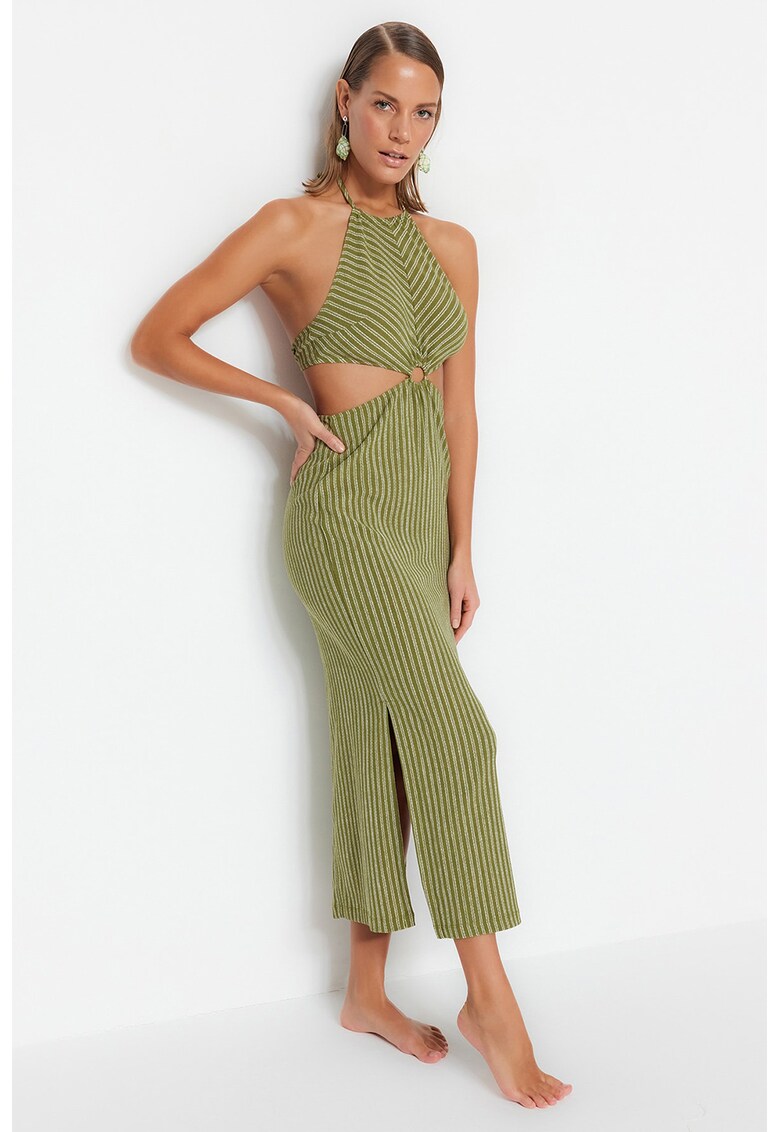 Rochie dreapta halter cu slituri laterale