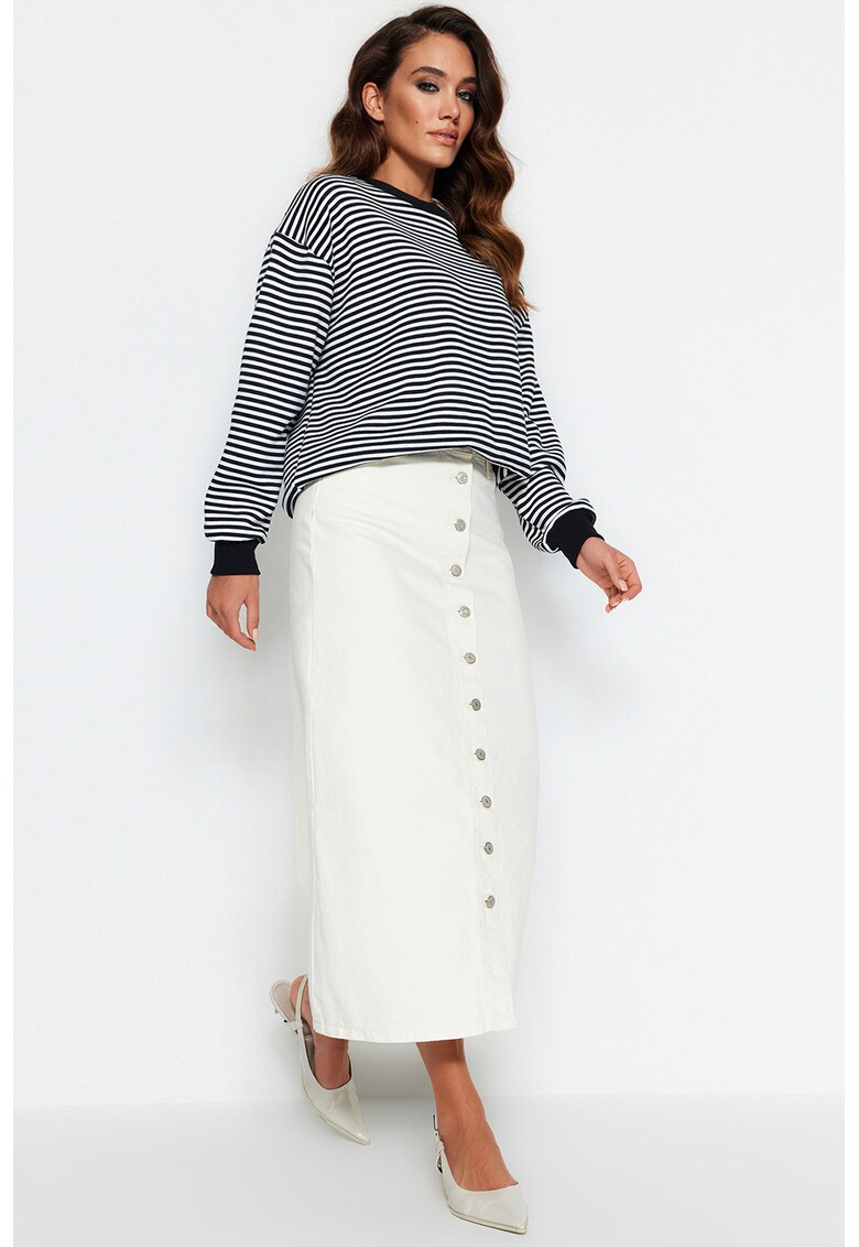 Fusta midi dreapta de denim
