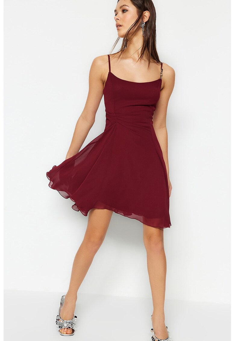 Rochie din sifon cu terminatie asimetrica