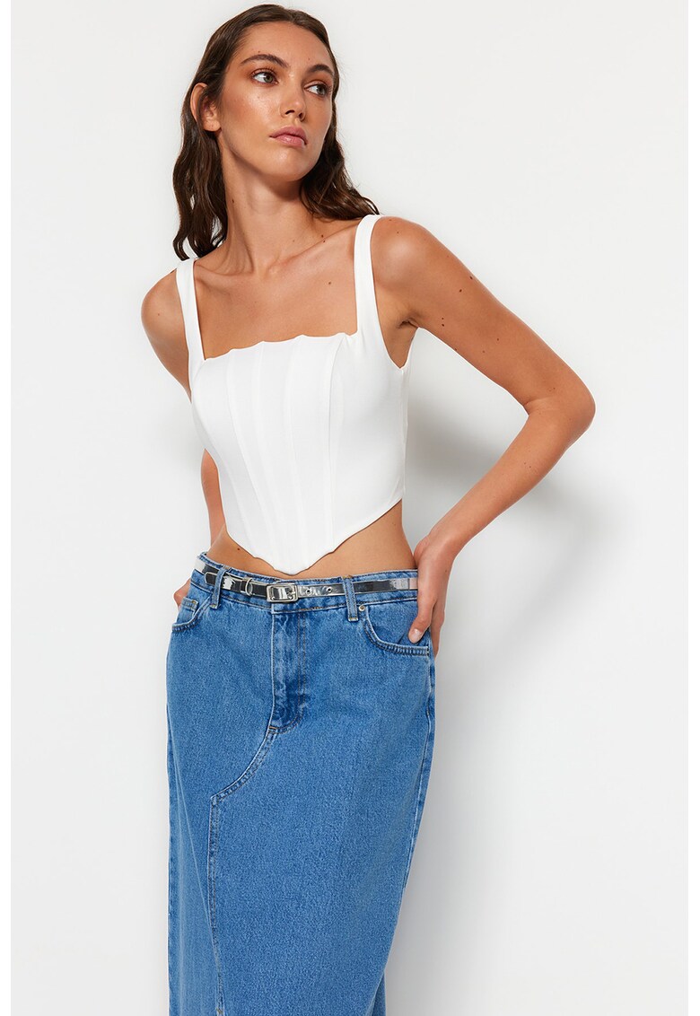 Corset crop cu terminatii valurite